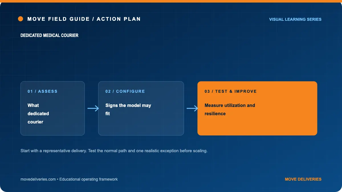 dedicated medical courier: action plan illustration
