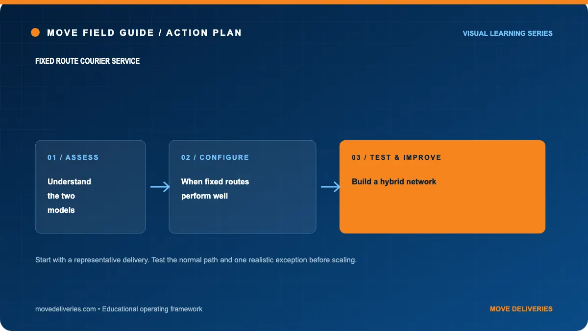 fixed route courier service: action plan illustration