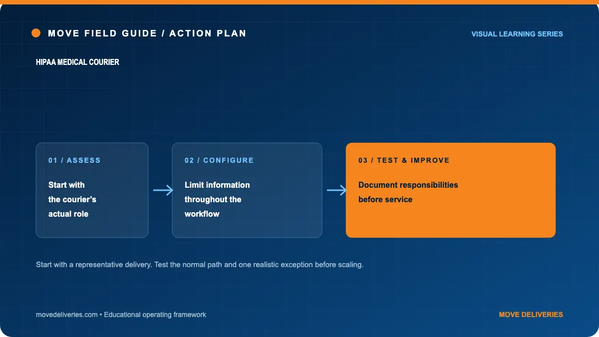 HIPAA medical courier: action plan illustration