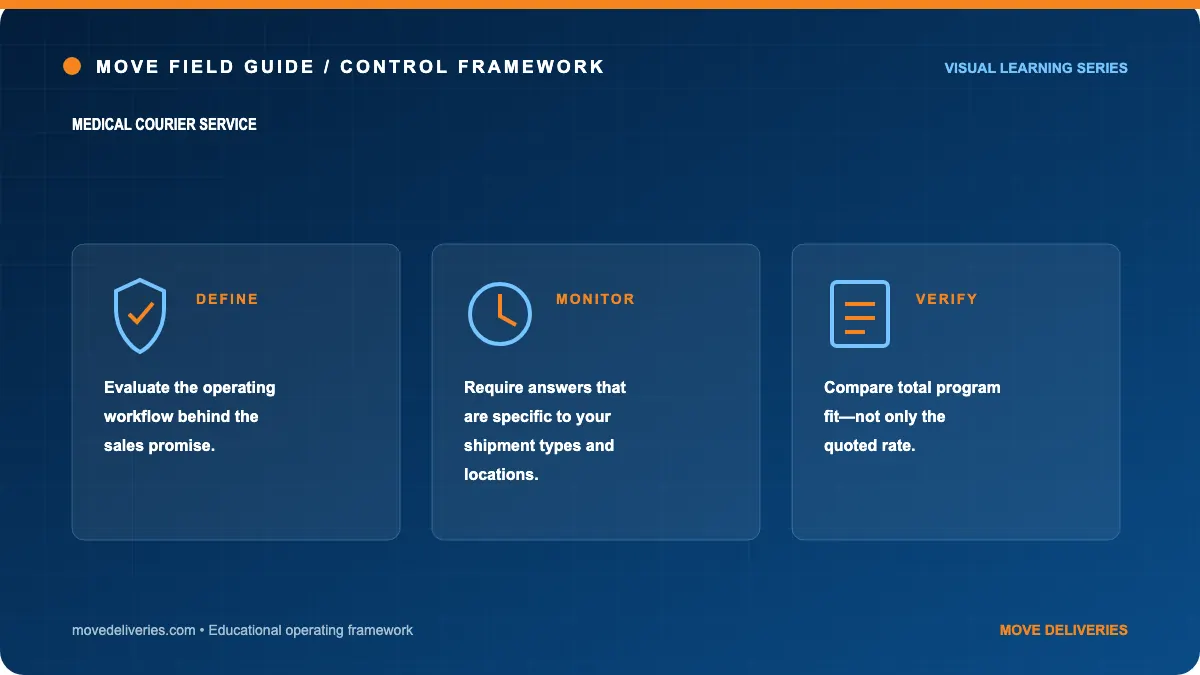 medical courier service: controls illustration