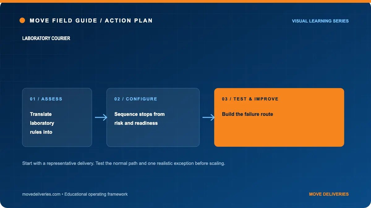 laboratory courier: action plan illustration