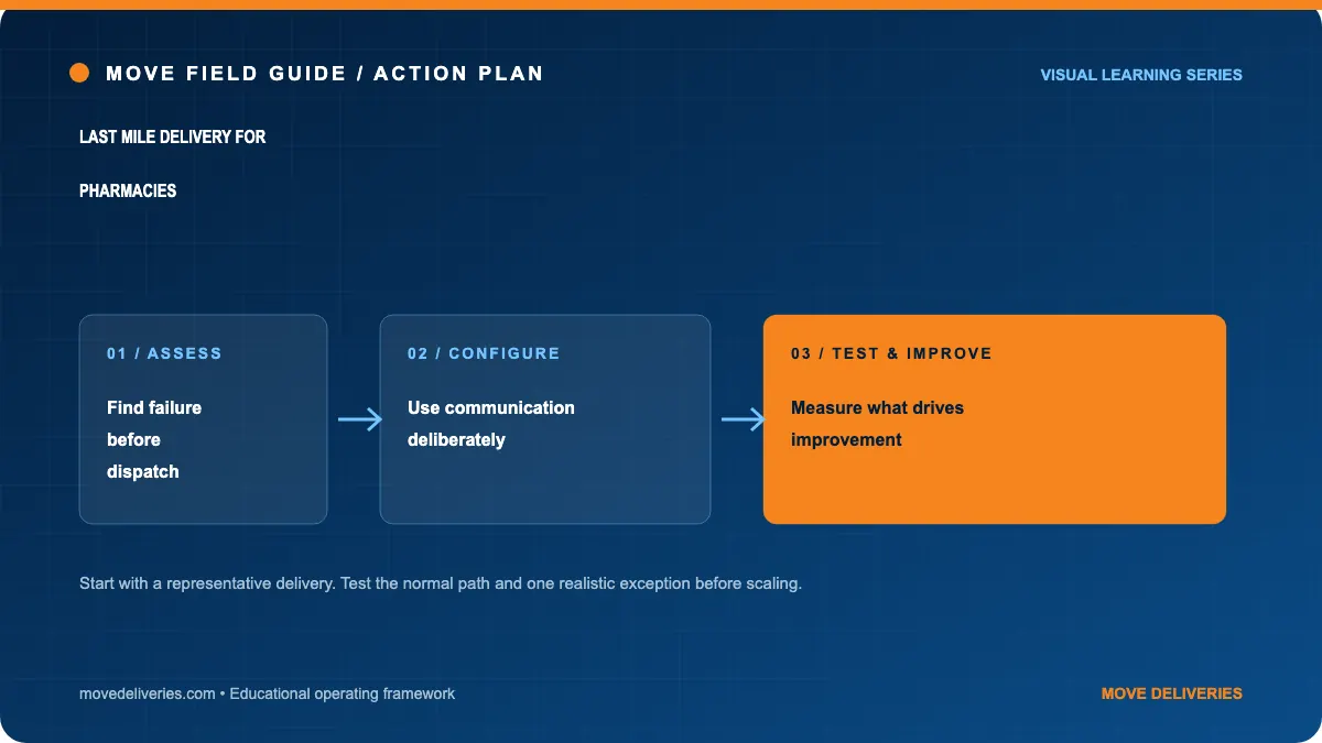 last mile delivery for pharmacies: action plan illustration