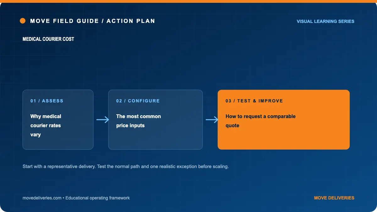medical courier cost: action plan illustration