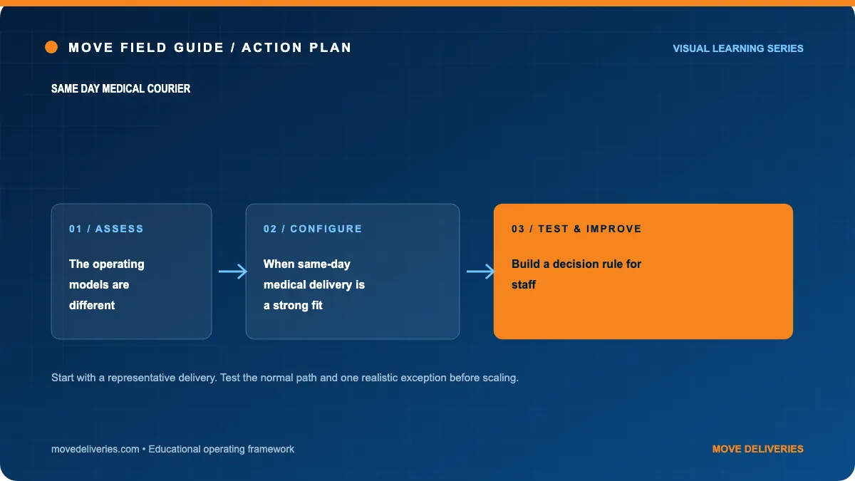 same day medical courier: action plan illustration
